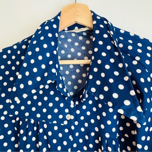 Vintage Lane Bryant blue Polka Dot Button-Up Shirt - Picture 4 of 10